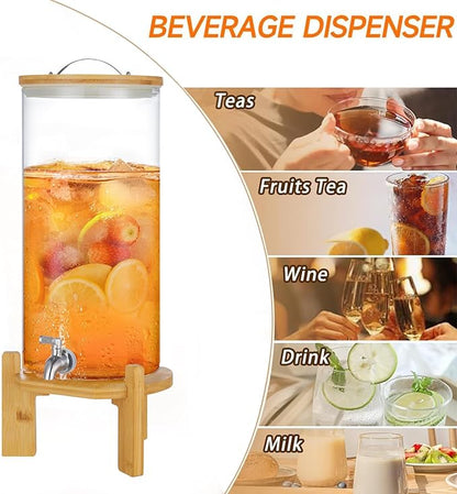 Beverage Dispenser, 2.9 Gallon Glass Drink Dispenser