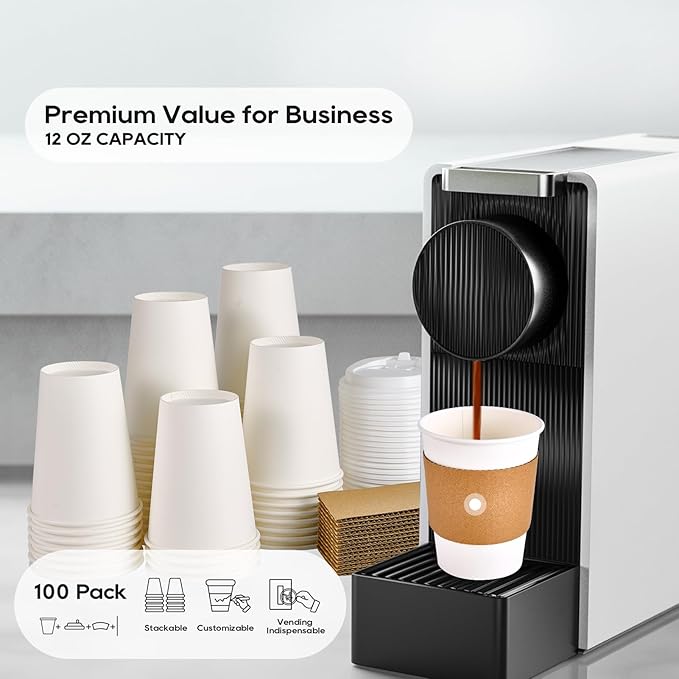 12 oz Paper Coffee Cups, Disposable Paper Coffee Cup