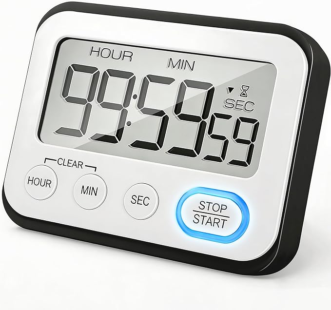 Digital Kitchen Timer Magnetic Loud Alarm, Large LCD Screen Silent/Beeping