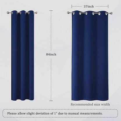 DUALIFE Navy Blue Blackout Curtains 84 Inch Length