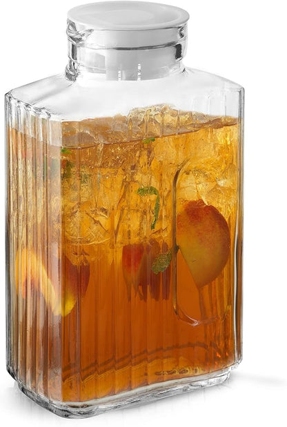 68oz Glass Pitcher with Lid, Rectangle Beverage Serveware and Storage Container