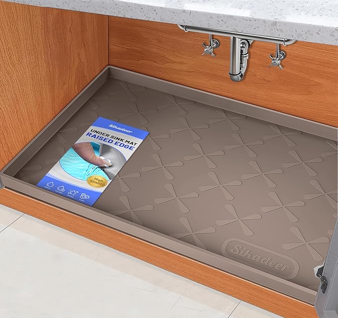 SIKADEER 31" x 19" Under Sink Mat Waterproof, Silicone Mat Kitchen Drawer Shelf
