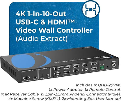 OREI 4K 3x3 Video Wall Controller – HDMI & USB-C Video Wall Processor, 1080p