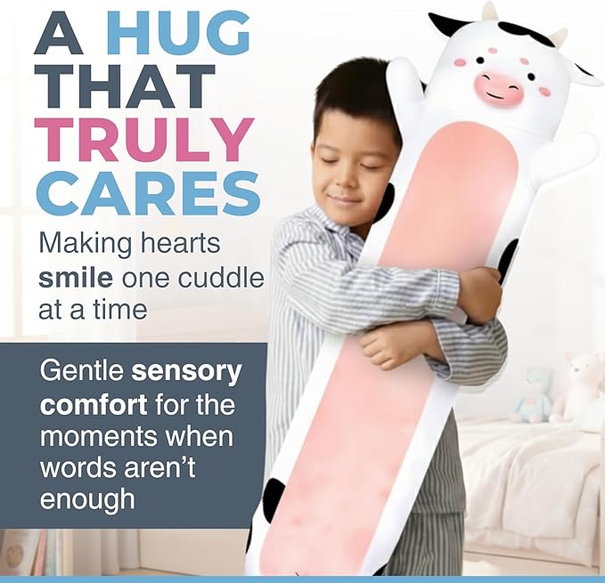 Cow Print Plush Body Pillow for Kids | Long Stuffed Animal Cuddle Pillow | Soft Hugging Toy | Plushie Gift for Girls & Boys | Long Plush Body Pillow for Sleep & Comfort | Medium, 35 Inches