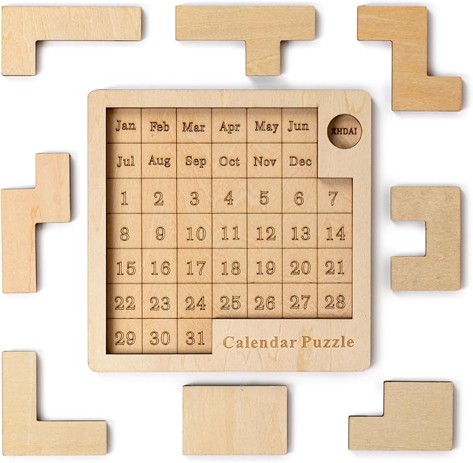 Daily Calendar Puzzle Wooden，Jigsaw Puzzle Board for Adults,Challenge 365+ for Every Day,Puzzle Advent Calendar.