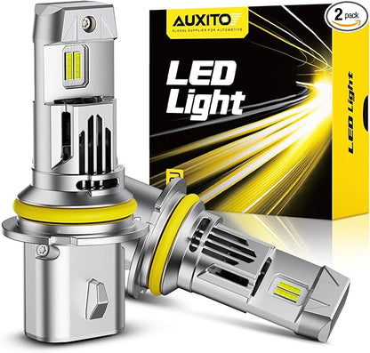 AUXITO 9007/HB5 Bulbs High/Low Beam, 70000LM 6500K Ulitra Bright White, HB5 Halogen Raplacement Fog Lights with Fan, Wireless Plug and Play, Canbus Ready, Pack of 2