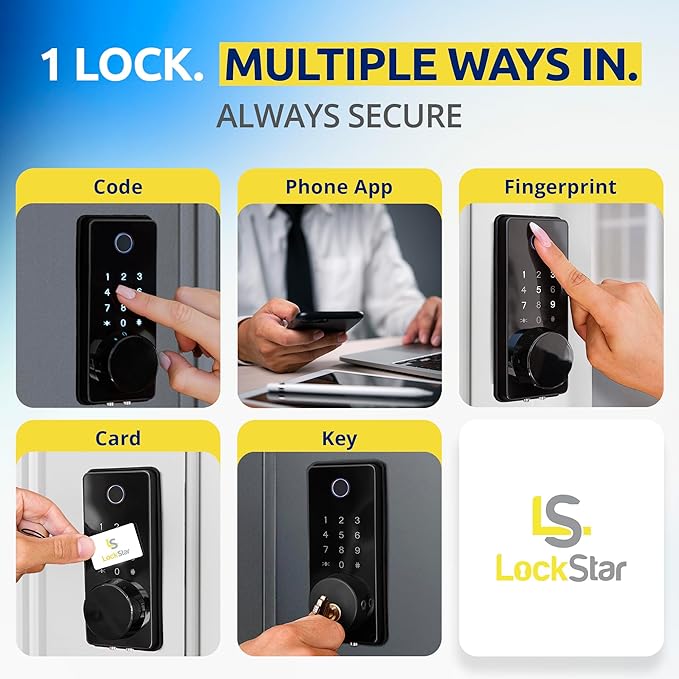 LOCKSTAR® Smart Door Lock • Keyless Entry Deadbolt Door Lock • Multiple Entry