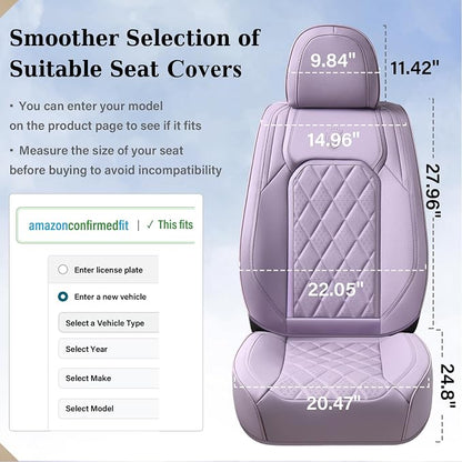 Coverado Car Seat Covers Full Set, Purple Leather Seat Covers for Cars, Luxury Front and Back Car Seat Protector, Universal Waterproof Car Seat Cover, Automotive Seat Covers Fit for Most Cars, Purple