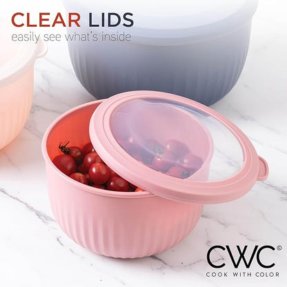 COOK WITH COLOR Prep Bowls with Lids- Wide and Deep Nesting Plastic Small