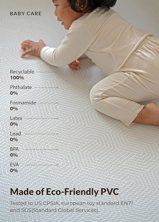Baby Care Play Mat (Medium, Hygge - Twig & Maze) 73’’ x 49’’ Original One-Piece Reversible Rollable Waterproof Play Mat for Infants, Babies, Toddler, and Kids