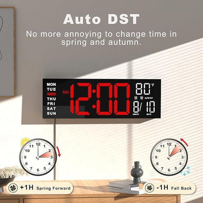 JALL 16" Large Digital Wall Mount Clock, Count Down Timer, Big LED, RGB Color
