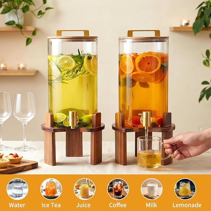 2 PCS 1.5 Gallon Glass Drink Dispenser, Beverage Dispenser