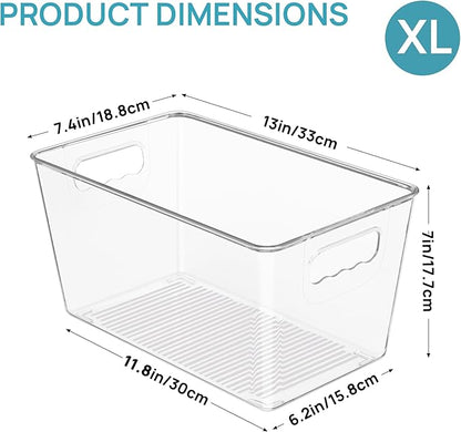 Vtopmart 6 PCS Clear Plastic Storage Bins, Pantry Organizer Containers