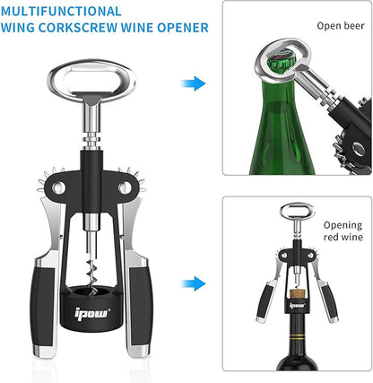 IPOW Wine Opener, Zinc Alloy Wine Bottle Opener, Wing Corkscrew Heavy Duty