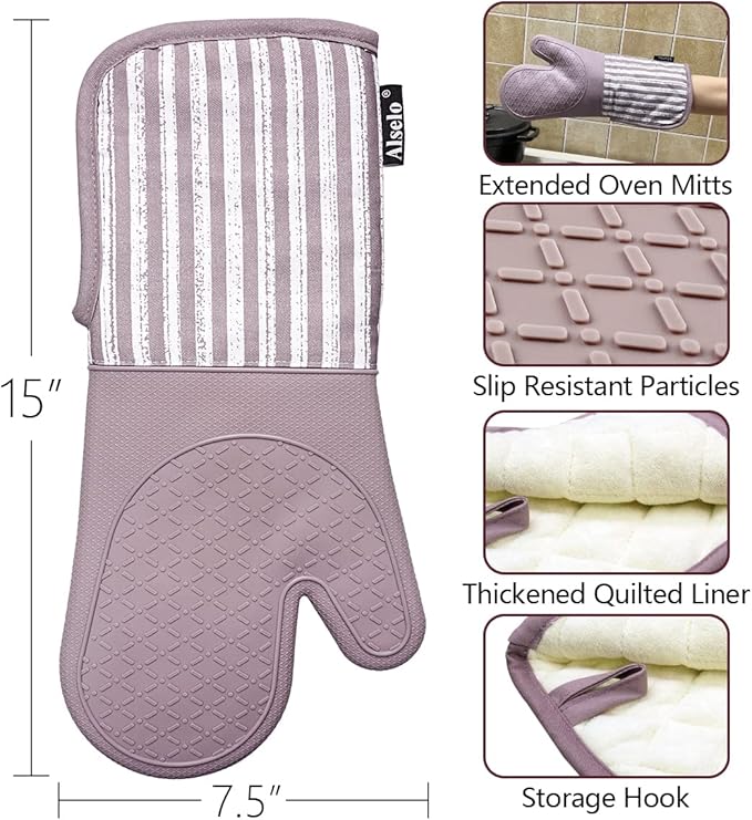Alselo Silicone Oven Mitts Heat Resistant 932℉