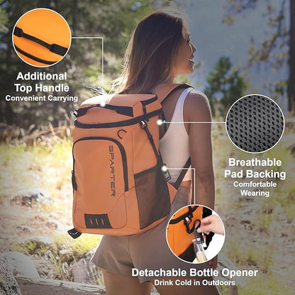 SPARTER Backpack Cooler Insulated Leak Proof 33/49 Cans, 2 Insulated Compartments Thermal Bag, Portable Lightweight Beach Travel Camping Lunch Backpack for Men and Women