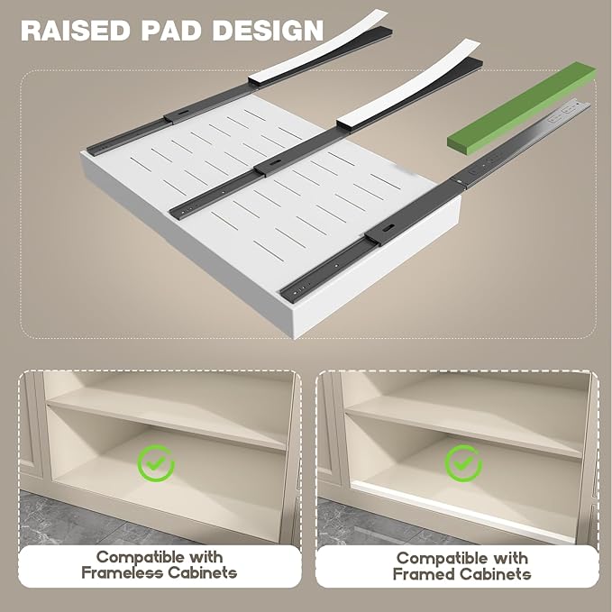 Seinloes 2 Pack Pull Out Cabinet Organizer 18" Deep, Full Extension 3 Slide
