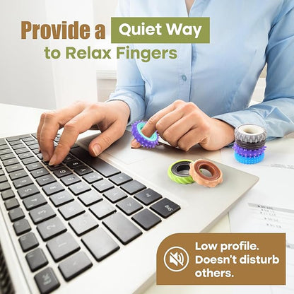 Fidget Toys Adults Sensory Rings: 12 Pack Texture Spinner Rings - Stress Relief Sensory Toys for Kids ADHD - Quiet Desk Fidgets for Classroom Anxiety Office for Teens Boys