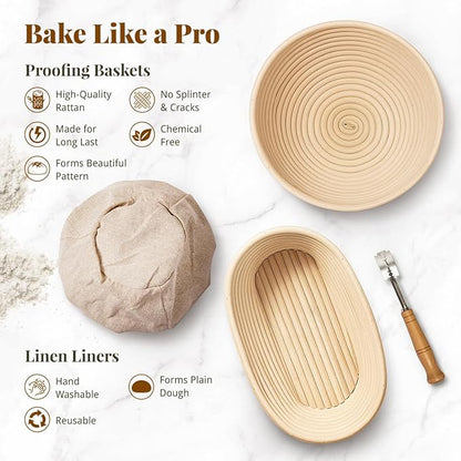 Sourdough Starter Kit, Banneton Bread Proofing Baskets Set, Sourdough Bread