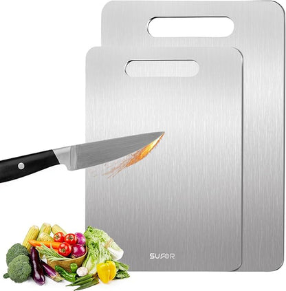 2 Pack Titanium Cutting Board, 100% Pure Titanium Cutting Boards
