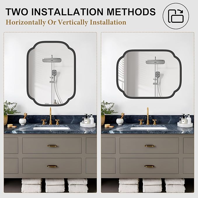 Black Bathroom Mirror for Wall