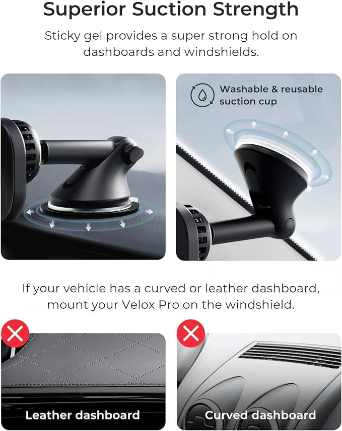 iOttie Velox Pro MagSafe Compatible Dash & Windshield Car Mount with Wireless Charging & CryoFlow™ Cooling Compatible with MagSafe Phones Including iPhone 12/13/14/15/16 Series (Car Charger Included)