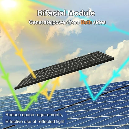 JJN Bifacial 400 Watt Solar Panel, 16BB N-Type 2 Pcs 200W 12V 25% High