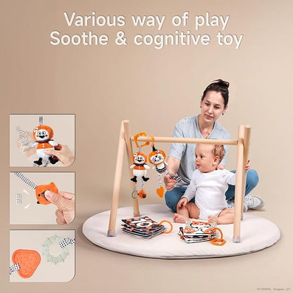 TUMAMA KIDS Black and White Baby Toys, High Contrast Rattle Toy & Soft Book Set,Hanging Toys for Baby Gym,Car Seat Toys for Babies,Early Educational Toys for Infant Babies 0 3 6 9 12 Month