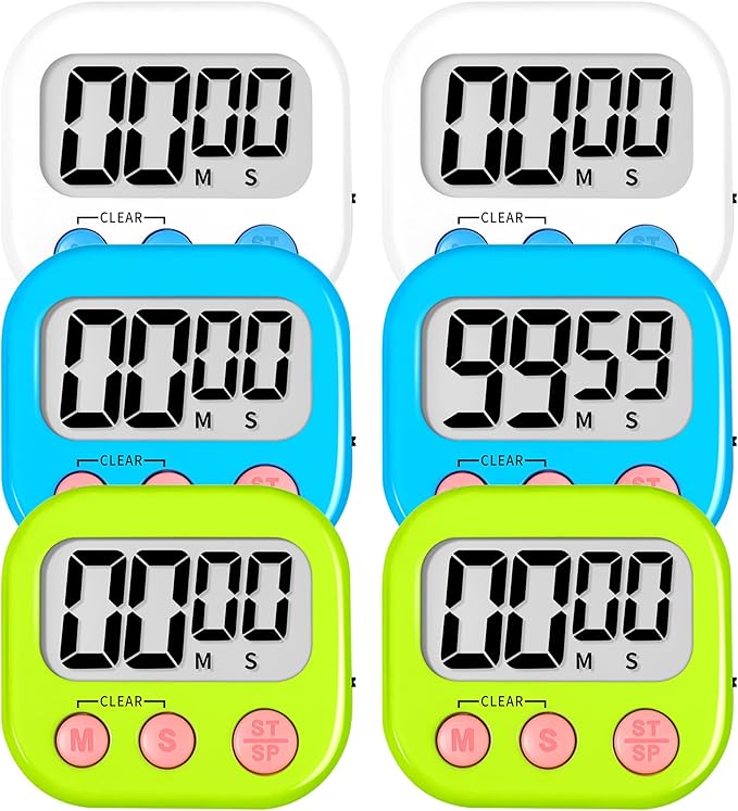 ZILLEEN 6 Pack Kitchen Timers for Cooking Digital Classroom Timers for Teachers