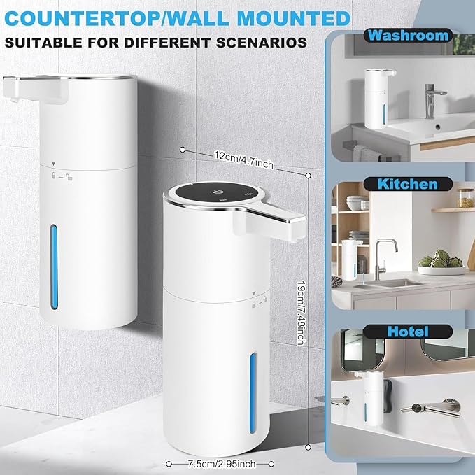 Automatic Soap Dispenser Liquid Touchless: 13.52oz/400ml Wall Mounted USB