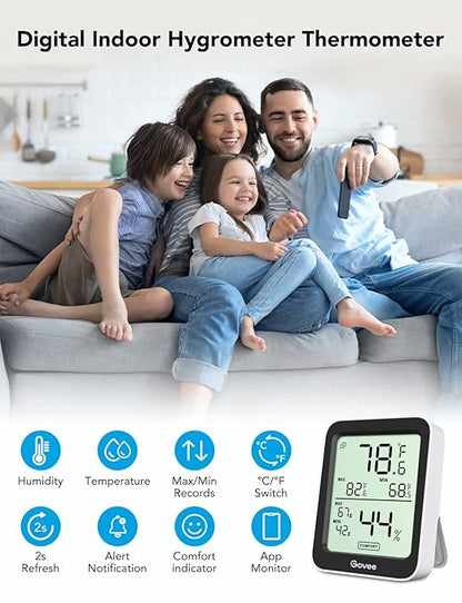 Govee Indoor Hygrometer Thermometer 3 Pack, Notification Alert