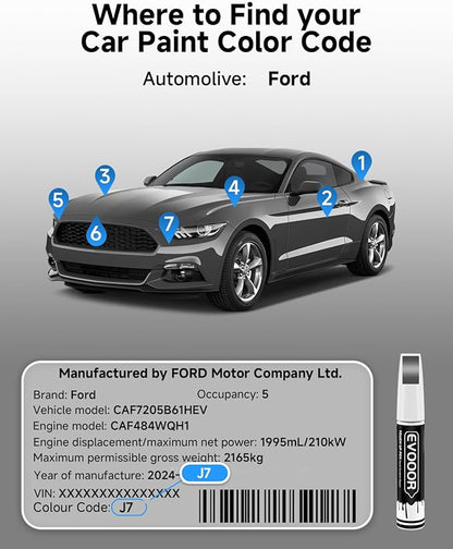 J7 Magnetic Metallic Touch Up Paint for Ford – Exact Match 2 in 1 Paint Pen for Chips and Nicks Repair