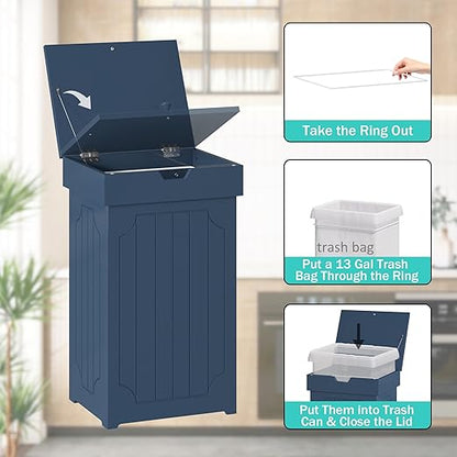 Function Home Trash Can Cabinet, 13 Gallon Kitchen Garbage Can, Wood Recycling