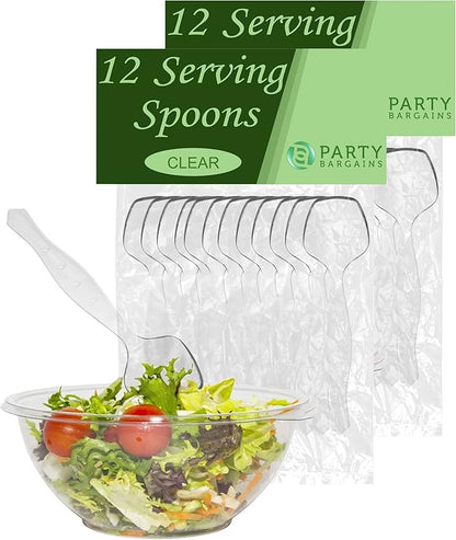 PARTY BARGAINS Disposable Clear Plastic Serving Spoons 8.75″ – Heavy-Duty Clear