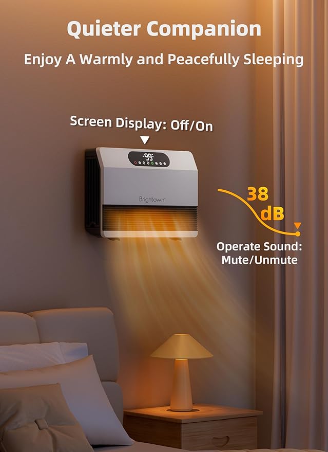 Brightown Wall Heater, Heater for Indoor Use 1500W, 5 Optional Modes,