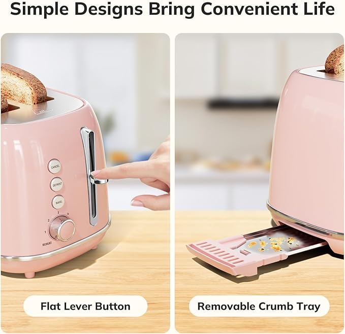 2 Slice Toaster Retro Stainless Steel