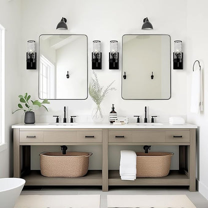 ANDY STAR Wall Mirror for Bathroom, 20”x28” Black Bathroom Mirror, Rounded