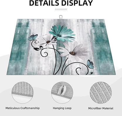 Floral Dish Drying Mat 18x24 Inches