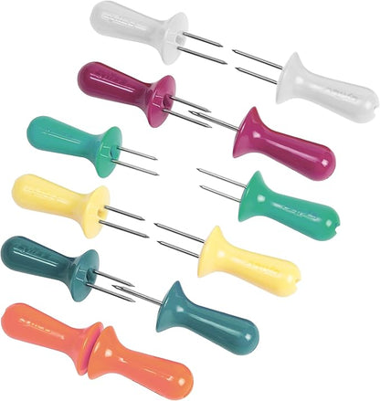 ZYLISS Corn Holders Set - Metal Skewers Corn on the Cob Holders - BBQ Skewers for Corn on the Cob - Comfort Grip Corn Cob Holders - Stainless Steel Skewers - Glossy - 8 Piece Set / 4 Pairs