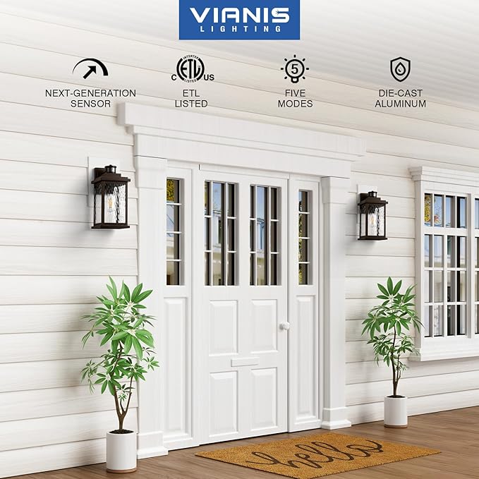 VIANIS 2 Pack Large Adjustable-Sensitivity Motion Sensor Outdoor Lights