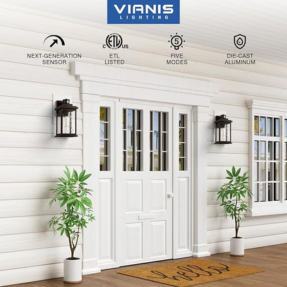 VIANIS 2 Pack Large Adjustable-Sensitivity Motion Sensor Outdoor Lights