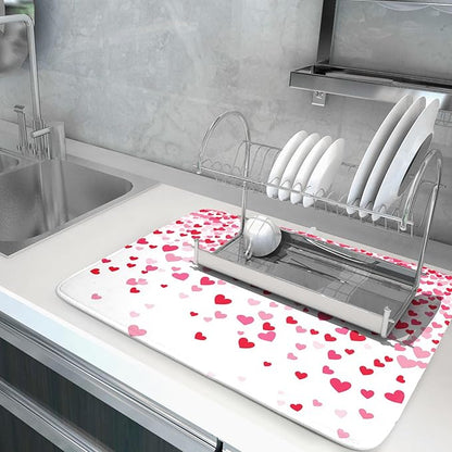Valentine's Day Dish Drying Mat