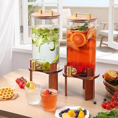 2 PCS 1.5 Gallon Glass Drink Dispenser, Beverage Dispenser
