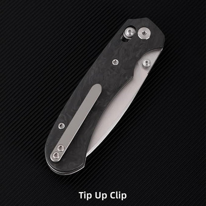Folding Pocket Knife,3.31” M390 Blade,Erogonomic Titanium Handle,Hunting Survival Knife,EDC Knife for Hunting Camping Survival Outdoor Fishing Hiking（Black&Grey）