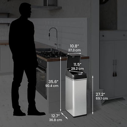 iTouchless 50 Liter / 13 Gallon Sensor 2.0 Dog-Proof Kitchen Trash Can