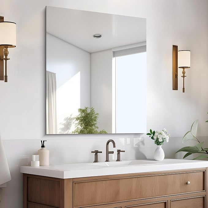 CILIBER Frameless Mirror, 30x36 inch Rectangle Bathroom Mirror