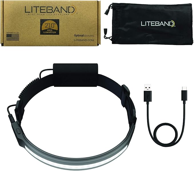 LED Headlamp Liteband Lightweight ACTIV 520 Lumen Bright Head Lamp, Powerful High Rechargeable Battery Powered Headlamps, Camping, Running, Hard Hat Light, Best Rated For Forehead Flashlight, Night