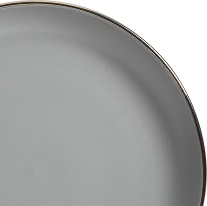 Gibson Home Rockaway Round Dinnerware, Service for 4 (16pcs), Grey/Gold Rim