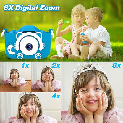 Goopow Kids Camera Toys for 3-8 Year Old Girls Boys,Children Digital Video Camcorder Camera with Cartoon Soft Cover, Best Chritmas Birthday Festival Gift for Kids - 32G SD Card Included
