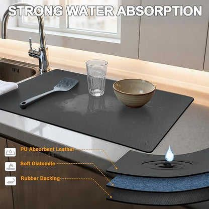 Dish Drying Mats for Kitchen Counter, Waterproof Coffee Mat for Countertop